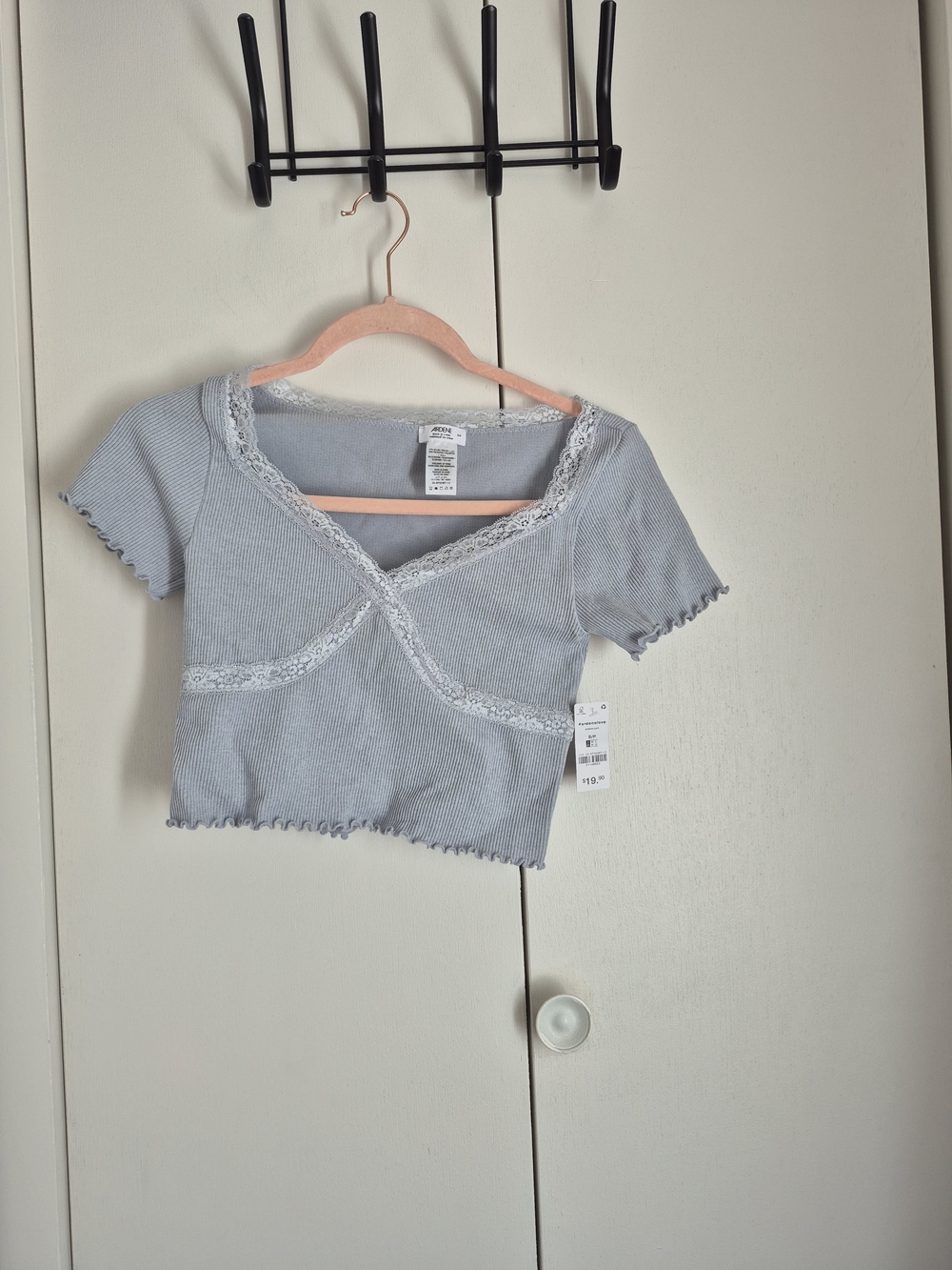 Ardene Light Grey Lace Trim Crop Top